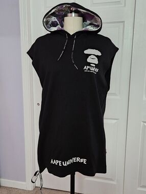 Aape by Bathing Ape Black Sleeveless Logo Hoodie Size M